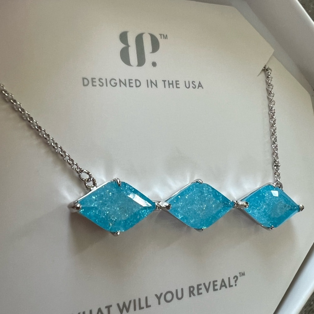 BP blue ice crystal necklace Star crossed connections